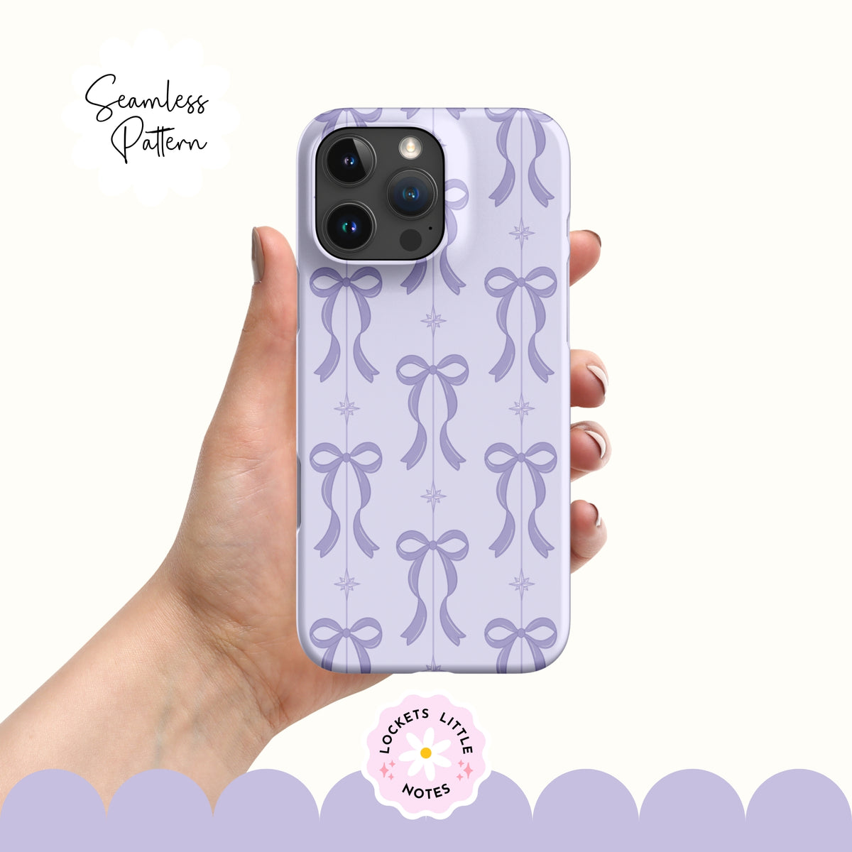 Purple Festive Bow & Star Pinstripe Seamless Pattern PNG | Digital Download