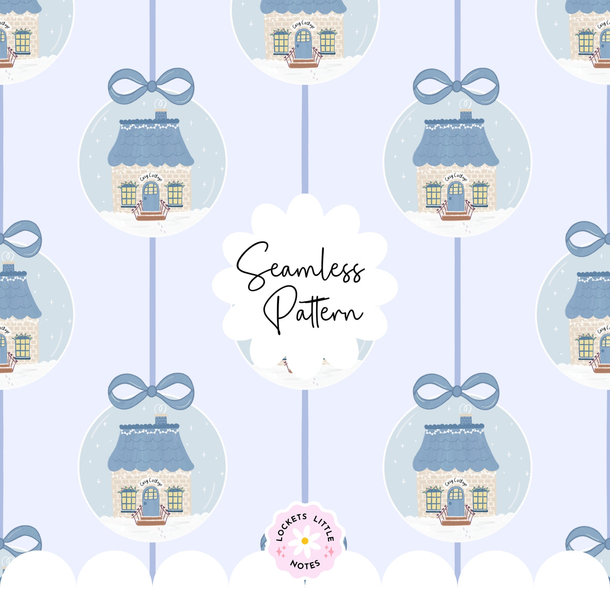 Blue Christmas Bauble Seamless Pattern PNG | Digital Download