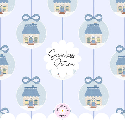 Blue Christmas Bauble Seamless Pattern PNG | Digital Download
