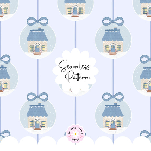 Blue Christmas Bauble Seamless Pattern PNG | Digital Download