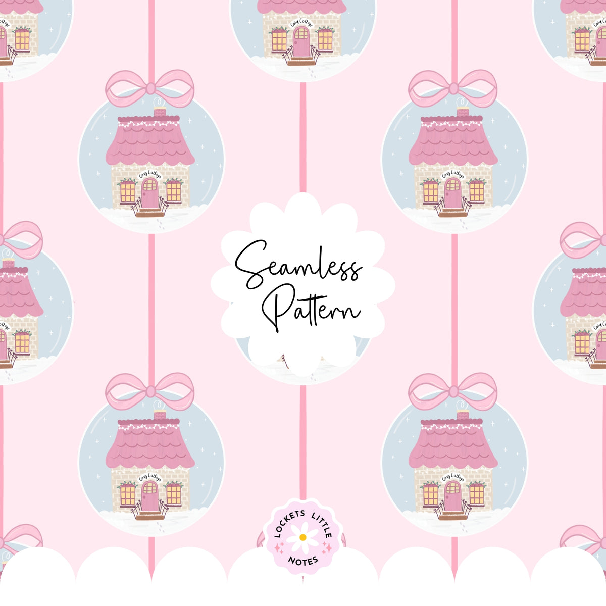 Pink Christmas Bauble Seamless Pattern PNG | Digital Download