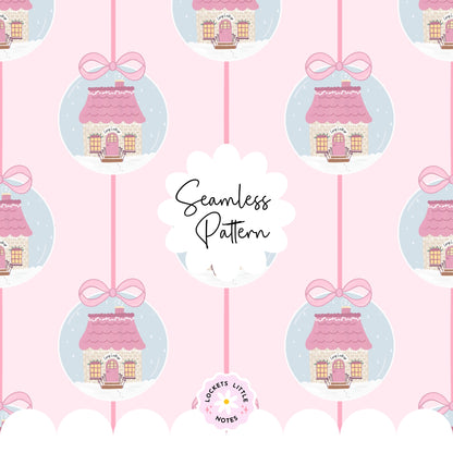 Pink Christmas Bauble Seamless Pattern PNG | Digital Download