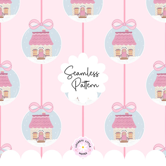 Pink Christmas Bauble Seamless Pattern PNG | Digital Download