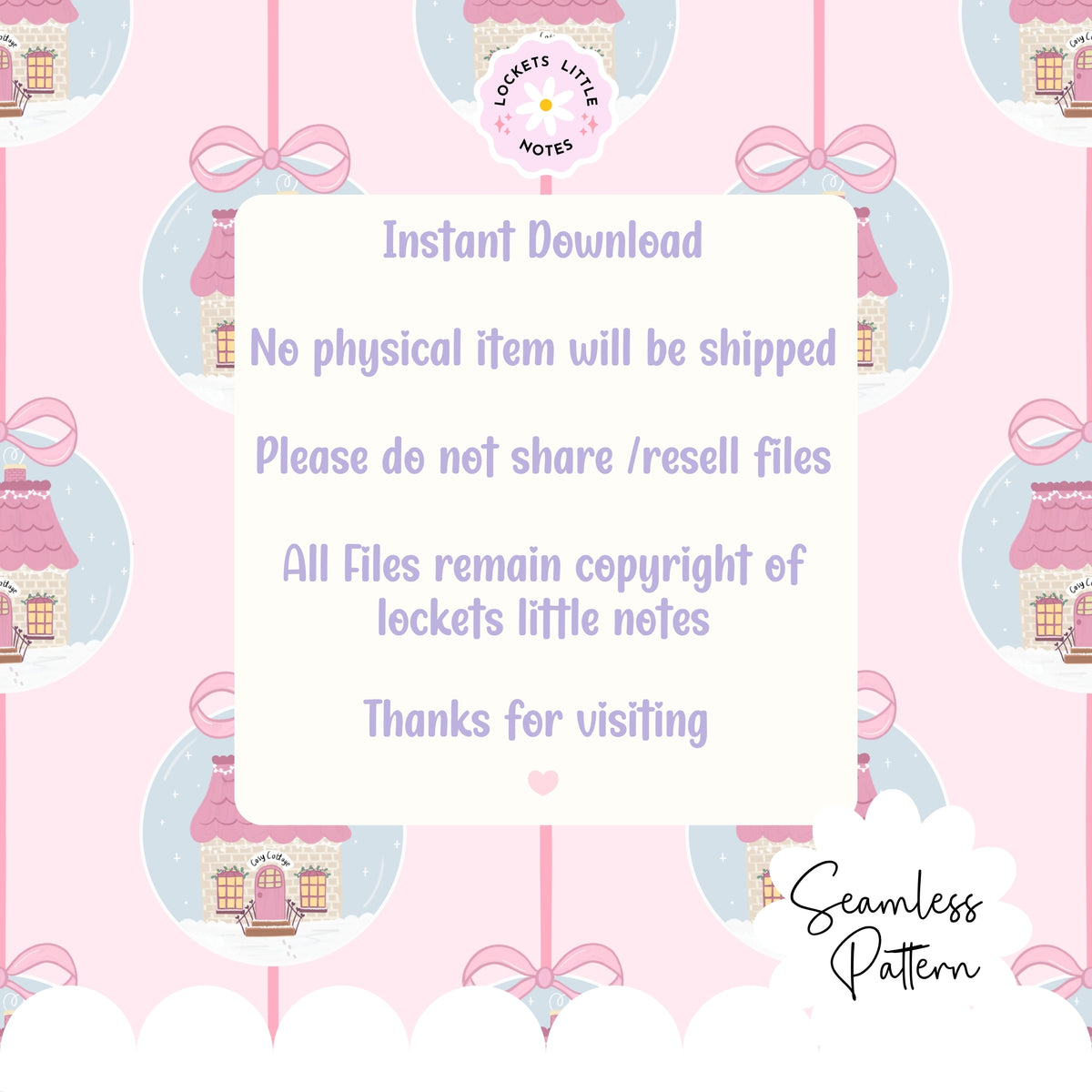 Pink Christmas Bauble Seamless Pattern PNG | Digital Download