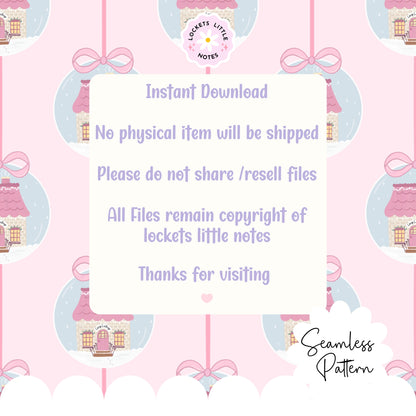 Pink Christmas Bauble Seamless Pattern PNG | Digital Download
