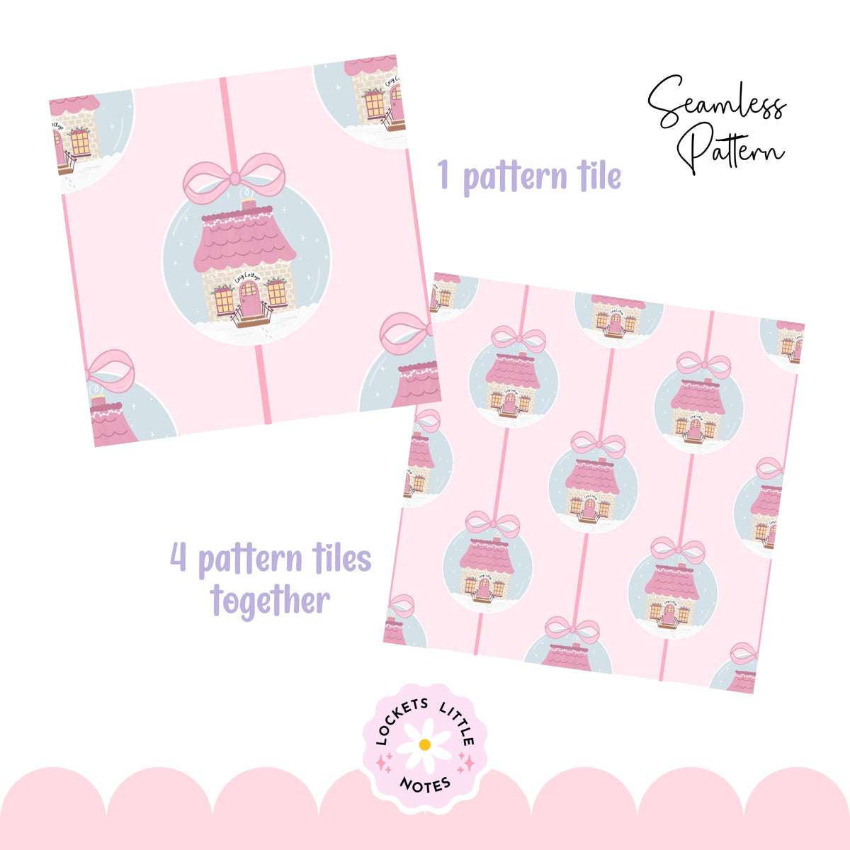 Pink Christmas Bauble Seamless Pattern PNG | Digital Download