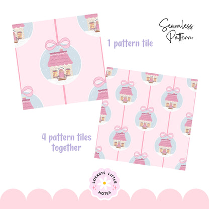 Pink Christmas Bauble Seamless Pattern PNG | Digital Download