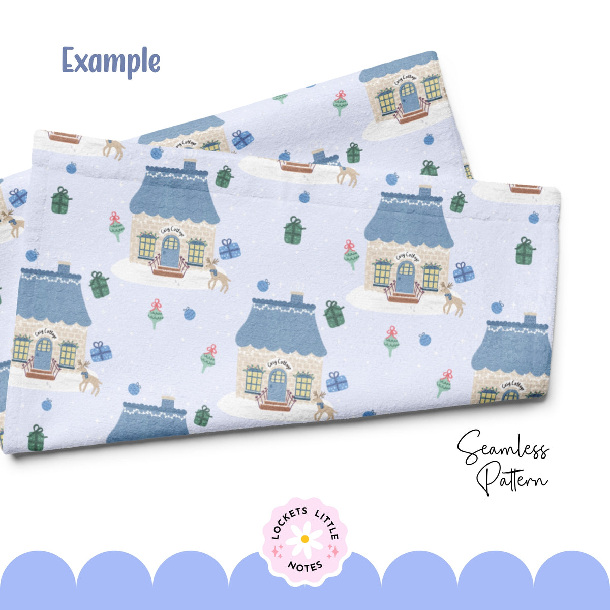 Blue Cosy Christmas Scatter Seamless Pattern PNG | Digital Download