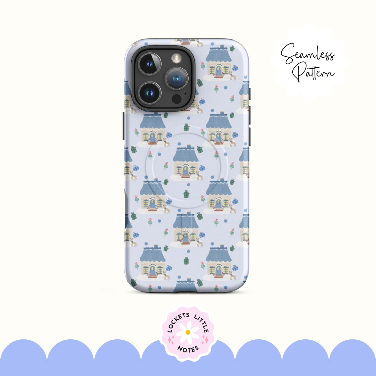 Blue Cosy Christmas Scatter Seamless Pattern PNG | Digital Download