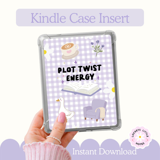 Kindle Case Insert PNG, Pastel Purple Plot Twist Bookish Printable  (Digital Download)