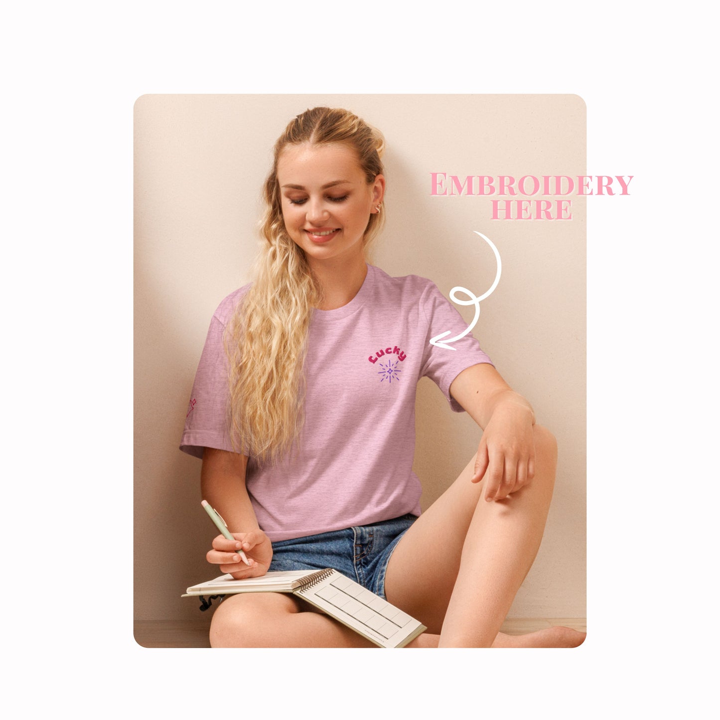 Lucky Star Embroidered Unisex t-shirt.