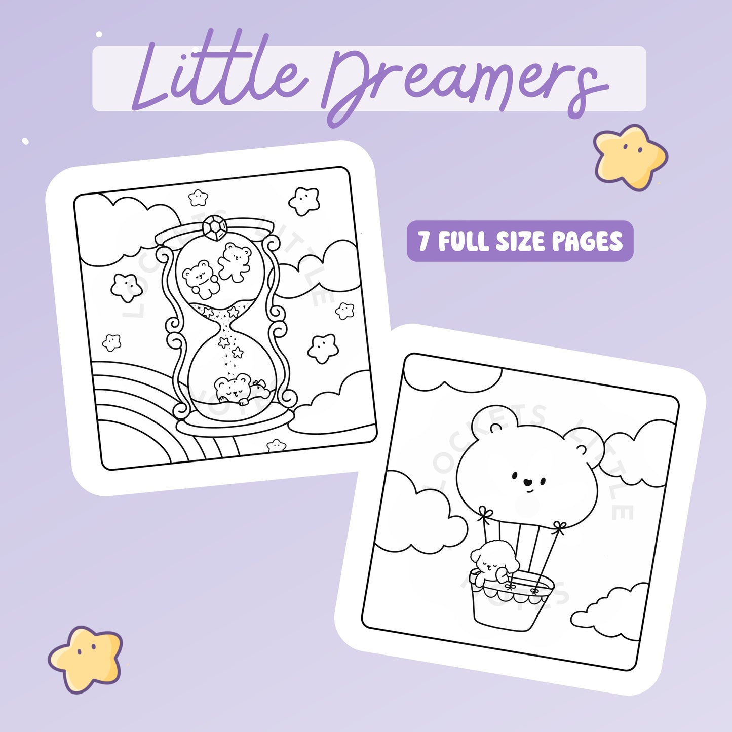 Little Dreamers Colouring Pages SET 1. Digital download.