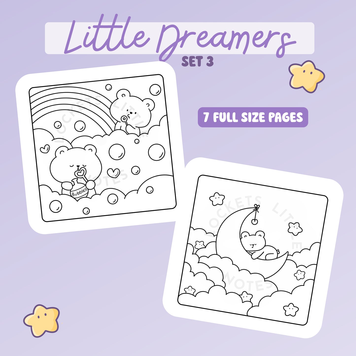 Little Dreamers Colouring Pages SET 3. Digital download.