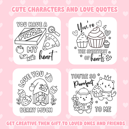 Love and Hearts Colouring Pages. Digital Download.