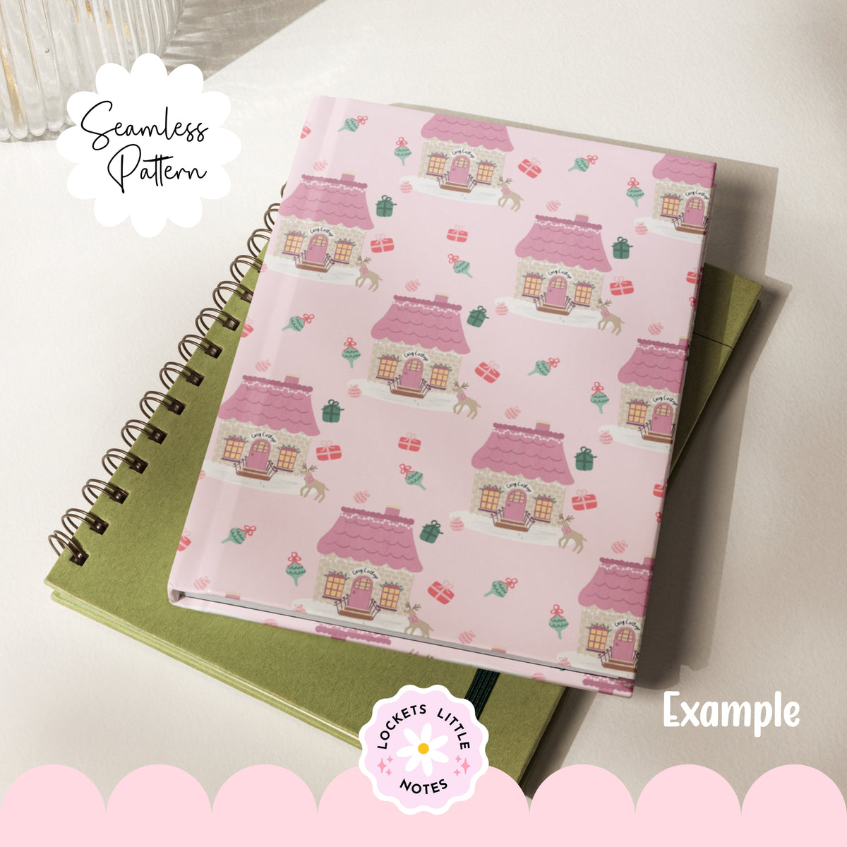 Pink Cosy Christmas Scatter Seamless Pattern PNG | Digital Download
