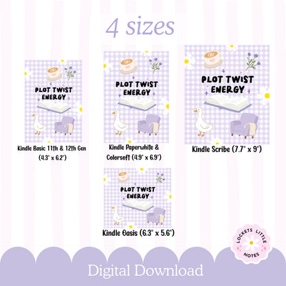 Kindle Case Insert PNG, Pastel Purple Plot Twist Bookish Printable  (Digital Download)