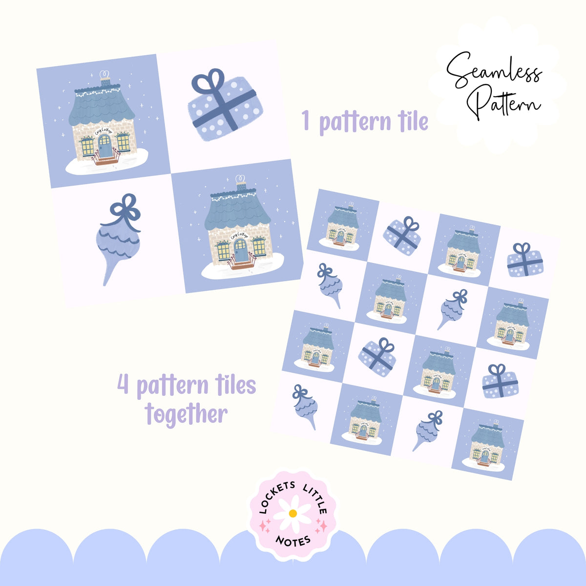 Blue Cosy Christmas Check Seamless Pattern PNG | Digital Download