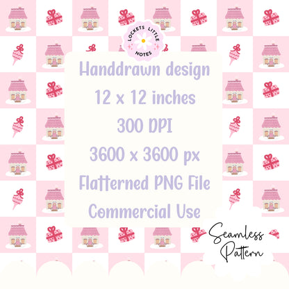Pink Cosy Christmas Check Seamless Pattern PNG | Digital Download (Copy)
