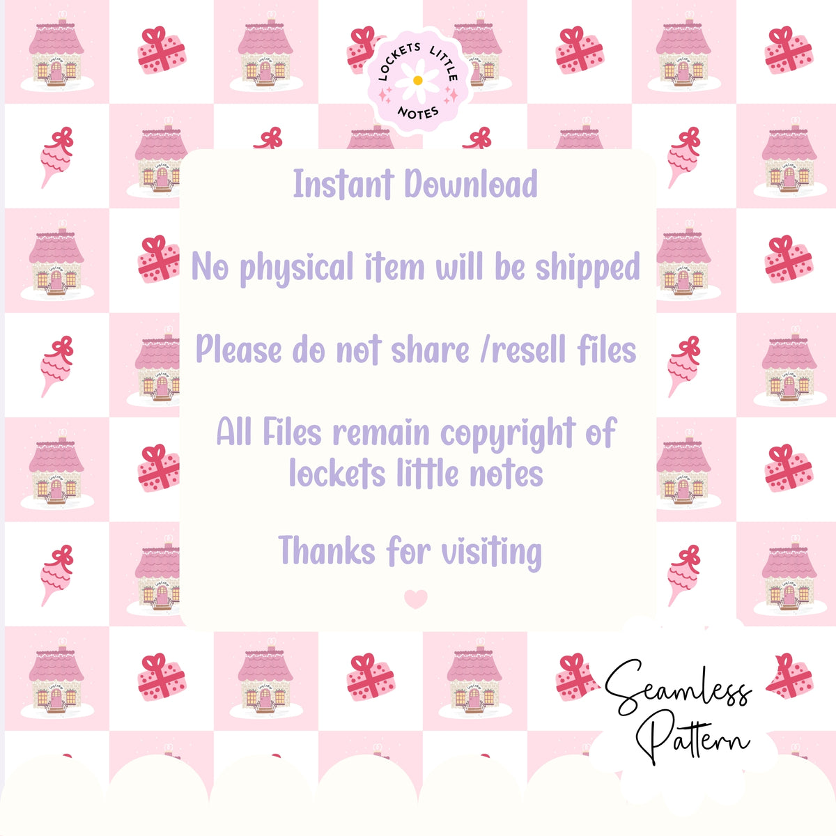 Pink Cosy Christmas Check Seamless Pattern PNG | Digital Download (Copy)