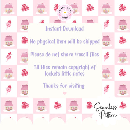 Pink Cosy Christmas Check Seamless Pattern PNG | Digital Download (Copy)