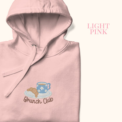 The "Brunch Club" Embroidered Hoodie | Whimsical Vintage Croissant & Mug Design