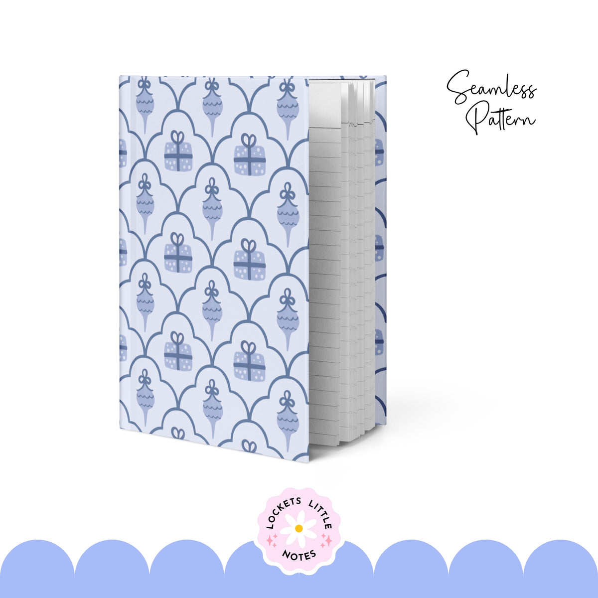 Blue Cosy Christmas Scallop Seamless Pattern PNG | Digital Download