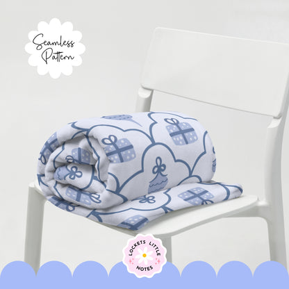 Blue Cosy Christmas Scallop Seamless Pattern PNG | Digital Download