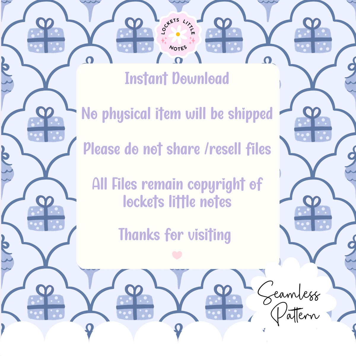 Blue Cosy Christmas Scallop Seamless Pattern PNG | Digital Download