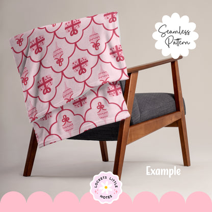 Pink Christmas Scallop Seamless Pattern PNG | Digital Download