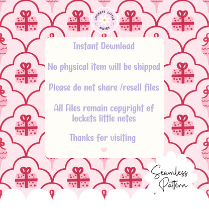 Pink Christmas Scallop Seamless Pattern PNG | Digital Download