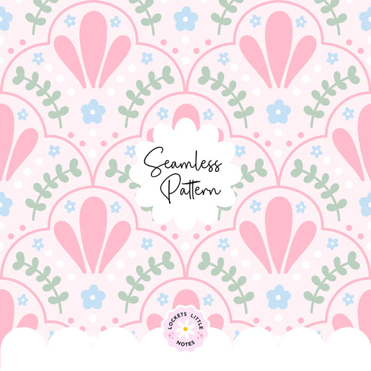 Pastel Fanned Scallop Seamless Pattern - Delicate Petal Detail Digital Paper - Soft Aesthetic Nursery Fabric Design
