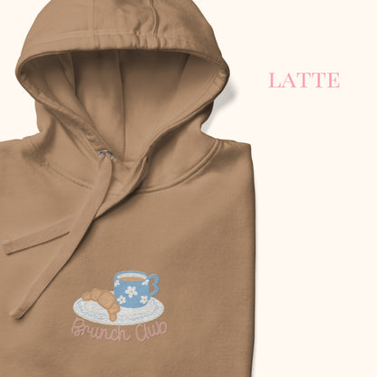 The "Brunch Club" Embroidered Hoodie | Whimsical Vintage Croissant & Mug Design