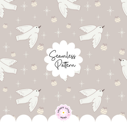 Magical Christmas Dove Seamless Pattern PNG | Digital Download