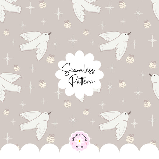Magical Christmas Dove Seamless Pattern PNG | Digital Download