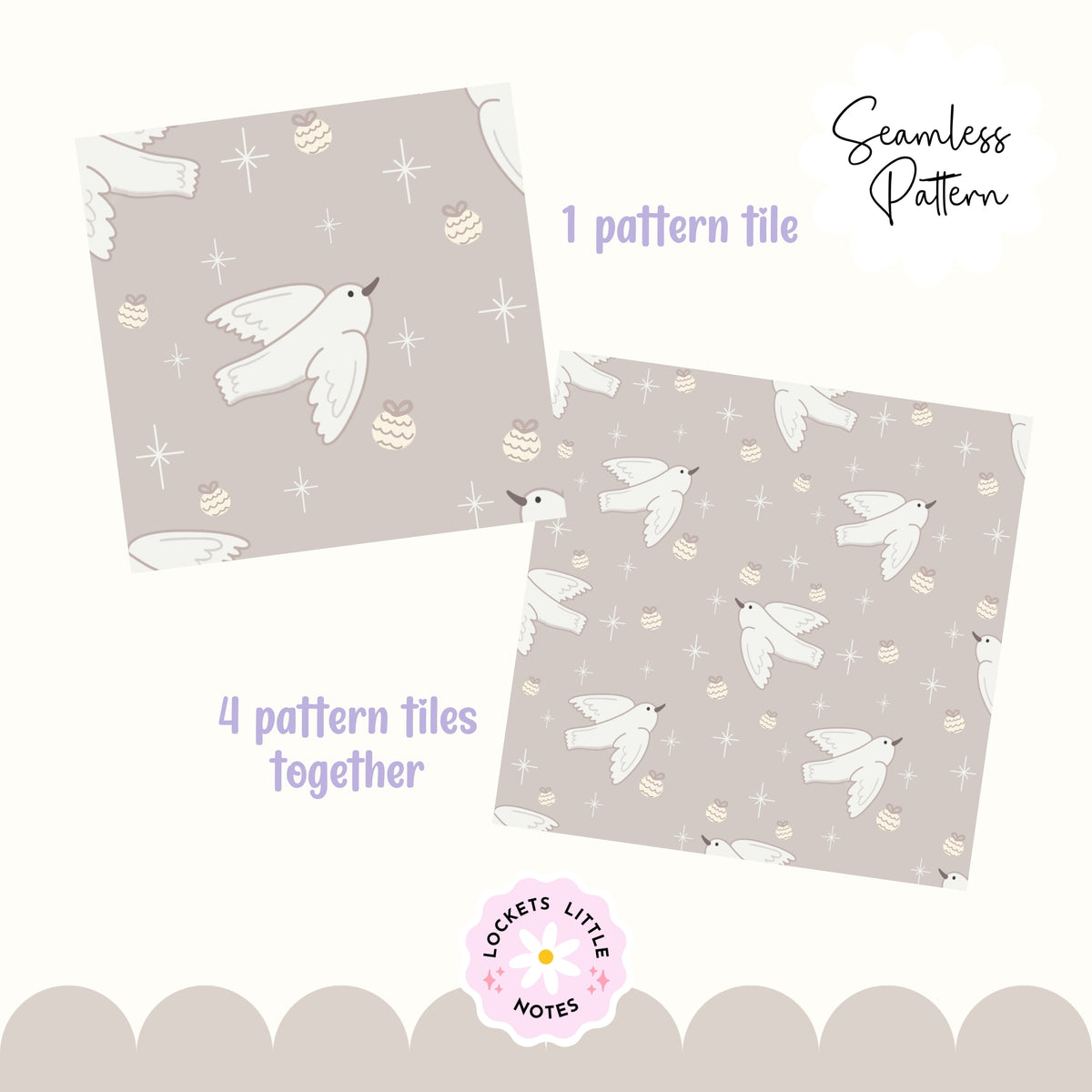 Magical Christmas Dove Seamless Pattern PNG | Digital Download