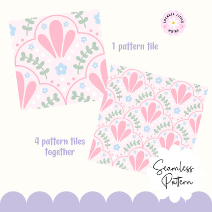 Pastel Fanned Scallop Seamless Pattern - Delicate Petal Detail Digital Paper - Soft Aesthetic Nursery Fabric Design