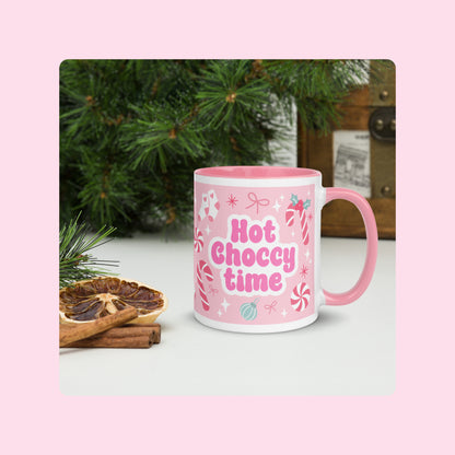 Pink Christmas Candy Cane Mug with Pink Handle.