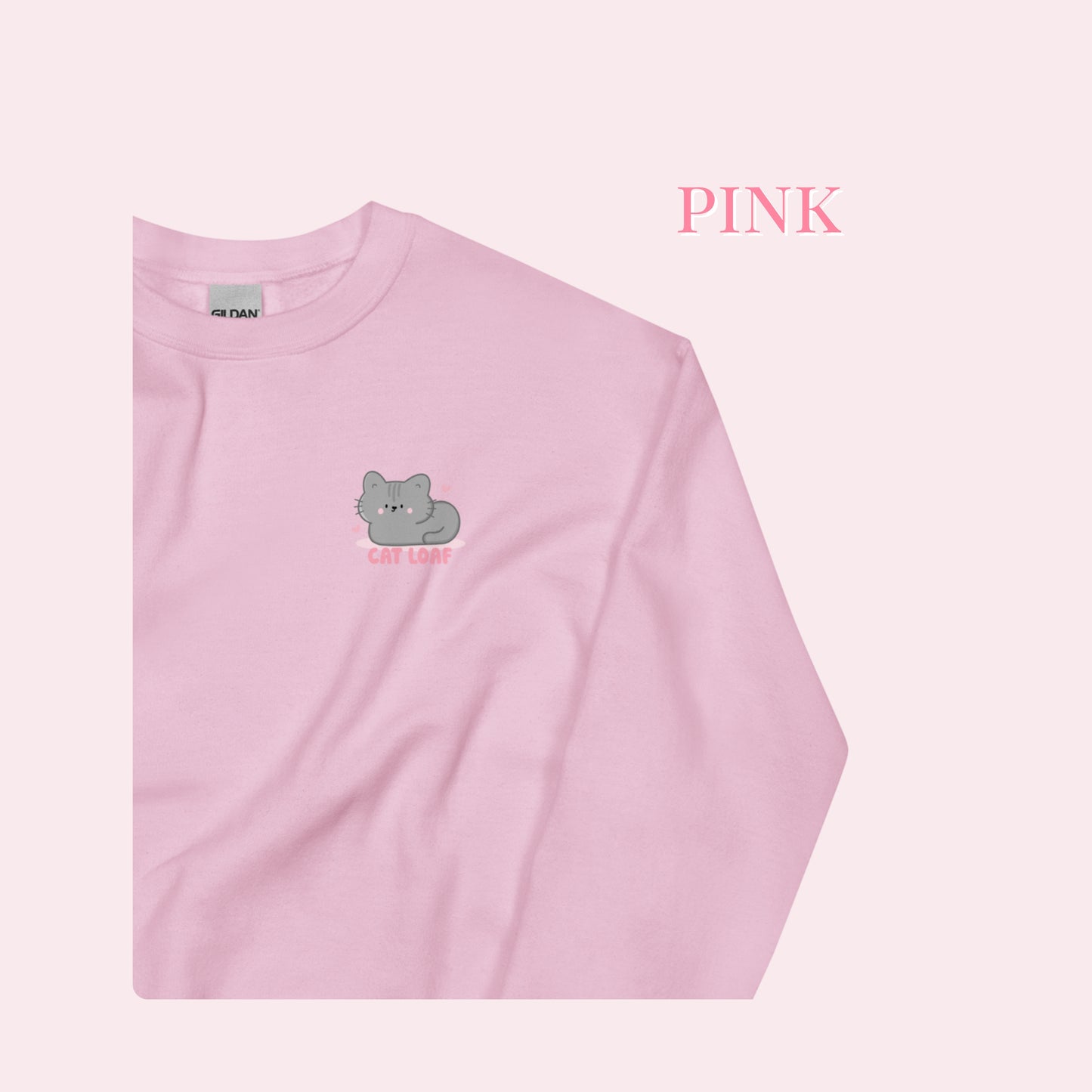 Cat Loaf Printed Sweater. Grey and Pink Design.