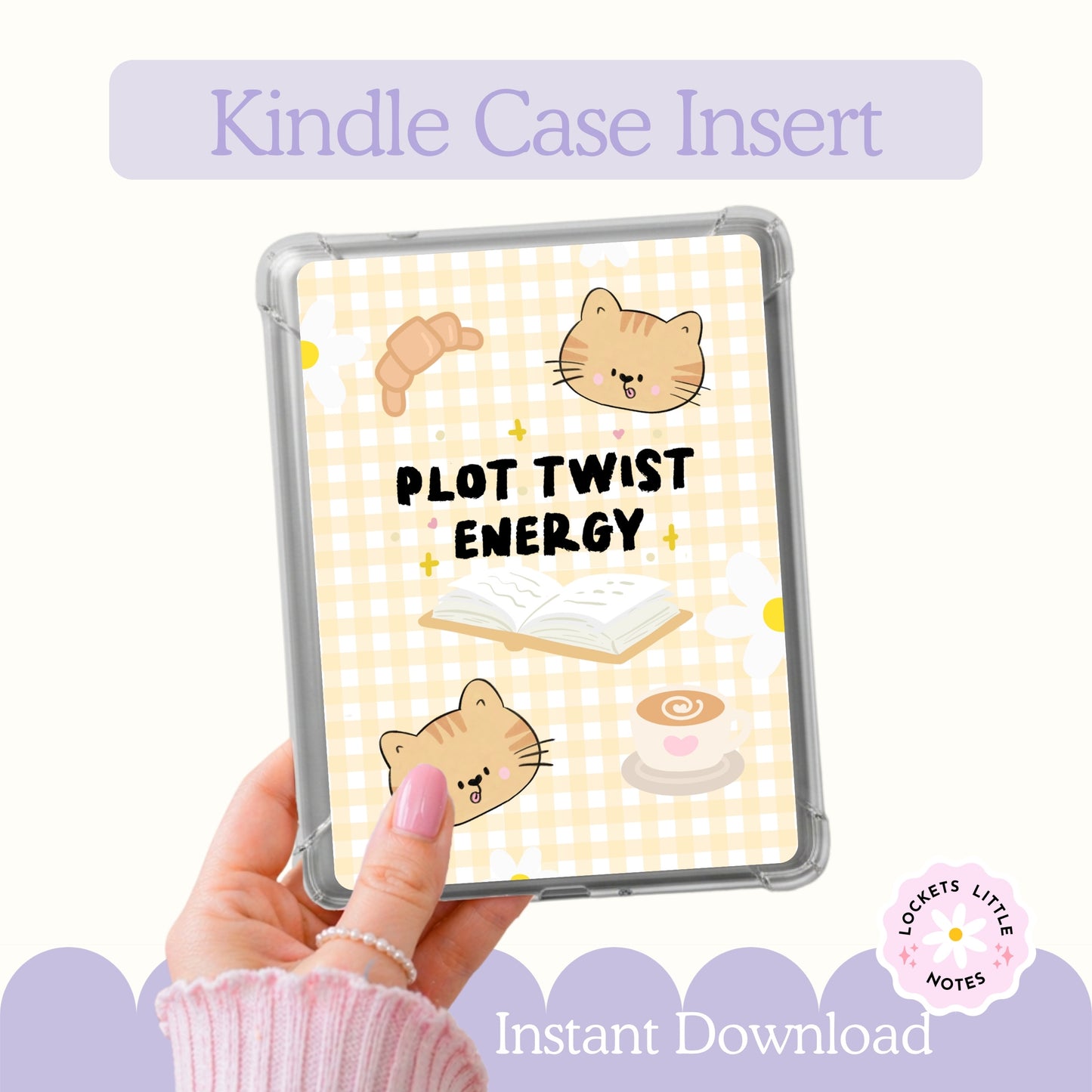 Kindle Case Insert PNG, Pastel Yellow Plot Twist Bookish Printable  (Digital Download)