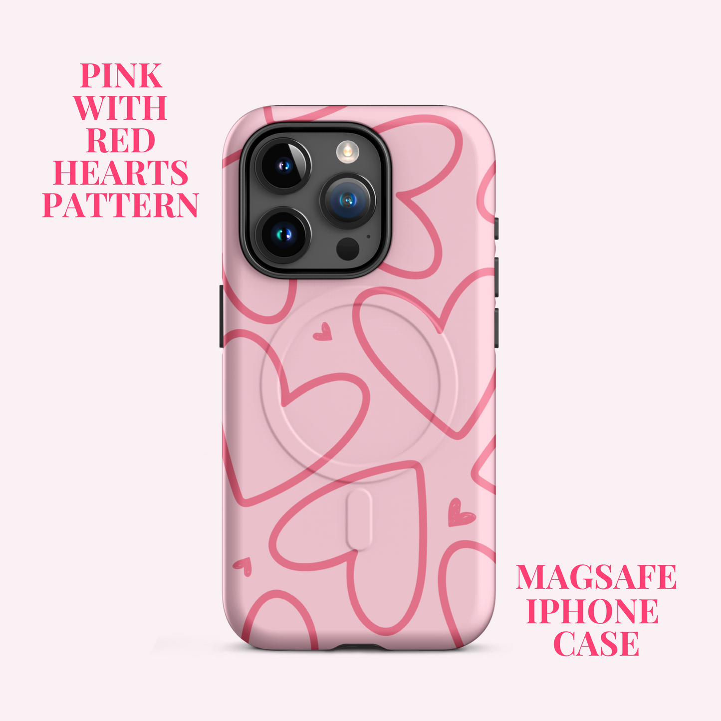 Pretty Pink Heart Pattern Phone Case. MagSafe® tough case for iPhone®