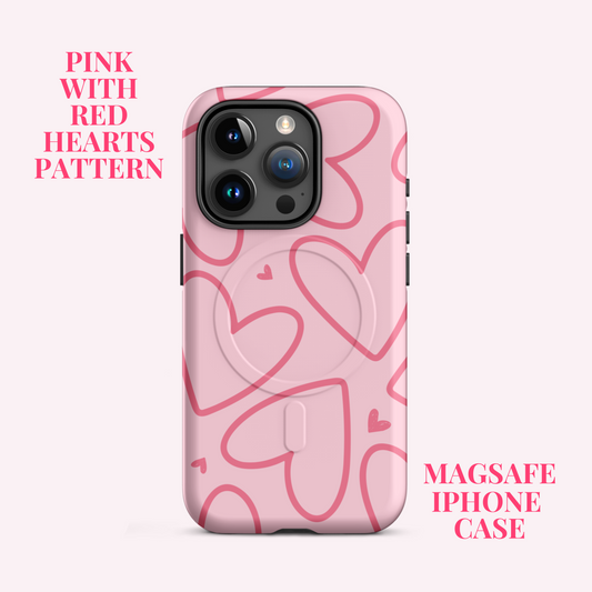Pretty Pink Heart Pattern Phone Case. MagSafe® tough case for iPhone®