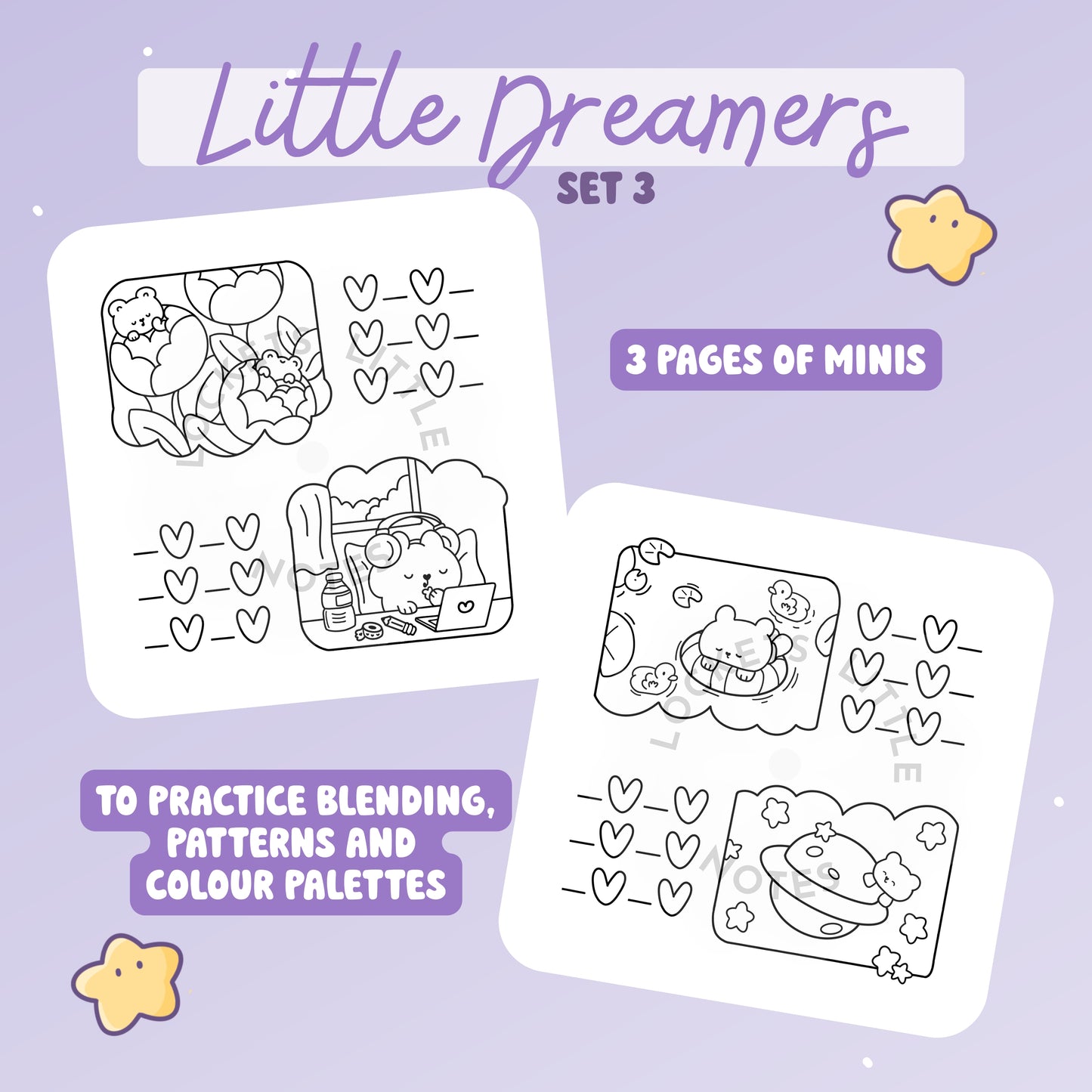 Little Dreamers Colouring Pages SET 3. Digital download.