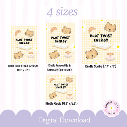 Kindle Case Insert PNG, Pastel Yellow Plot Twist Bookish Printable  (Digital Download)
