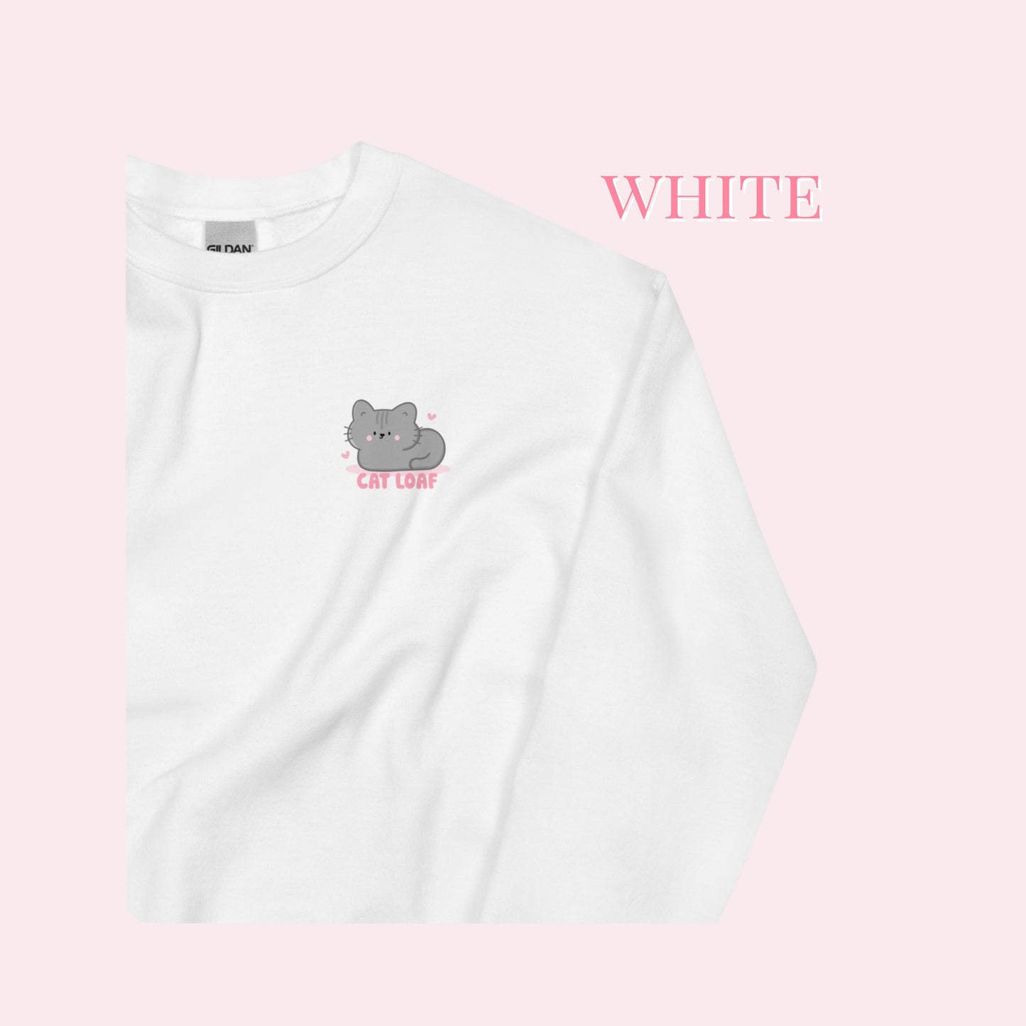 Cat Loaf Printed Sweater. Grey and Pink Design.