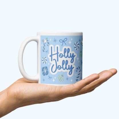 Blue Christmas Pattern Glossy Mug