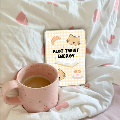 Kindle Case Insert PNG, Pastel Yellow Plot Twist Bookish Printable  (Digital Download)