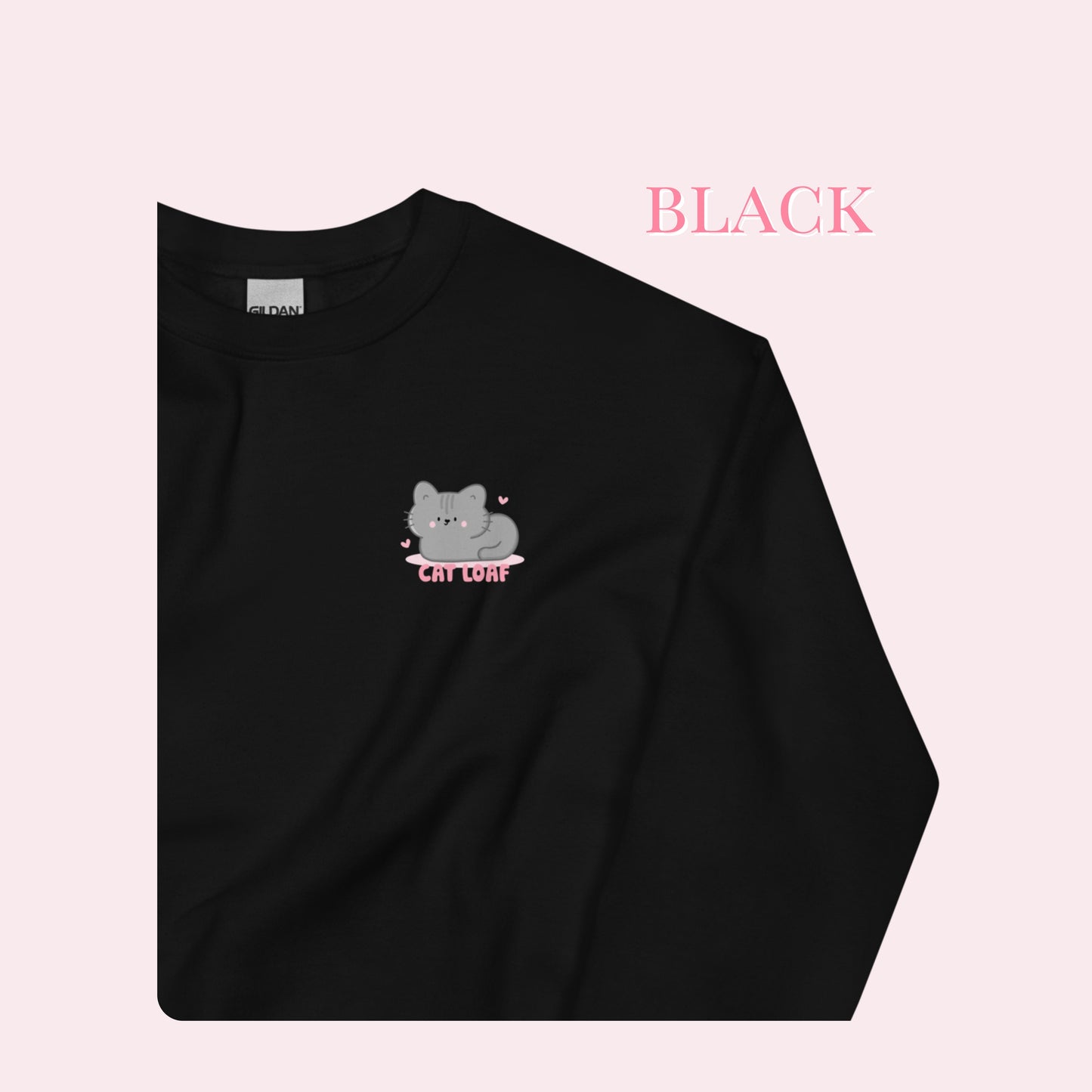 Cat Loaf Printed Sweater. Grey and Pink Design.