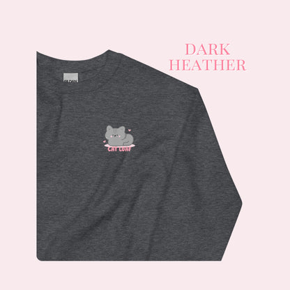 Cat Loaf Printed Sweater. Grey and Pink Design.