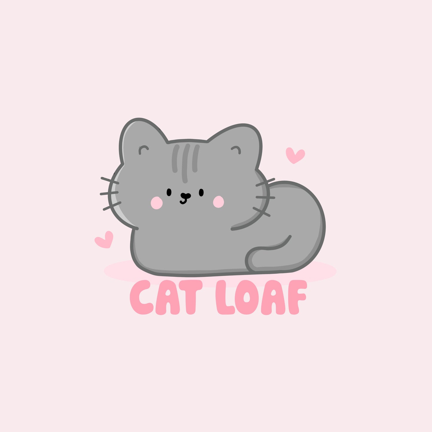 Cat Loaf Printed Sweater. Grey and Pink Design.