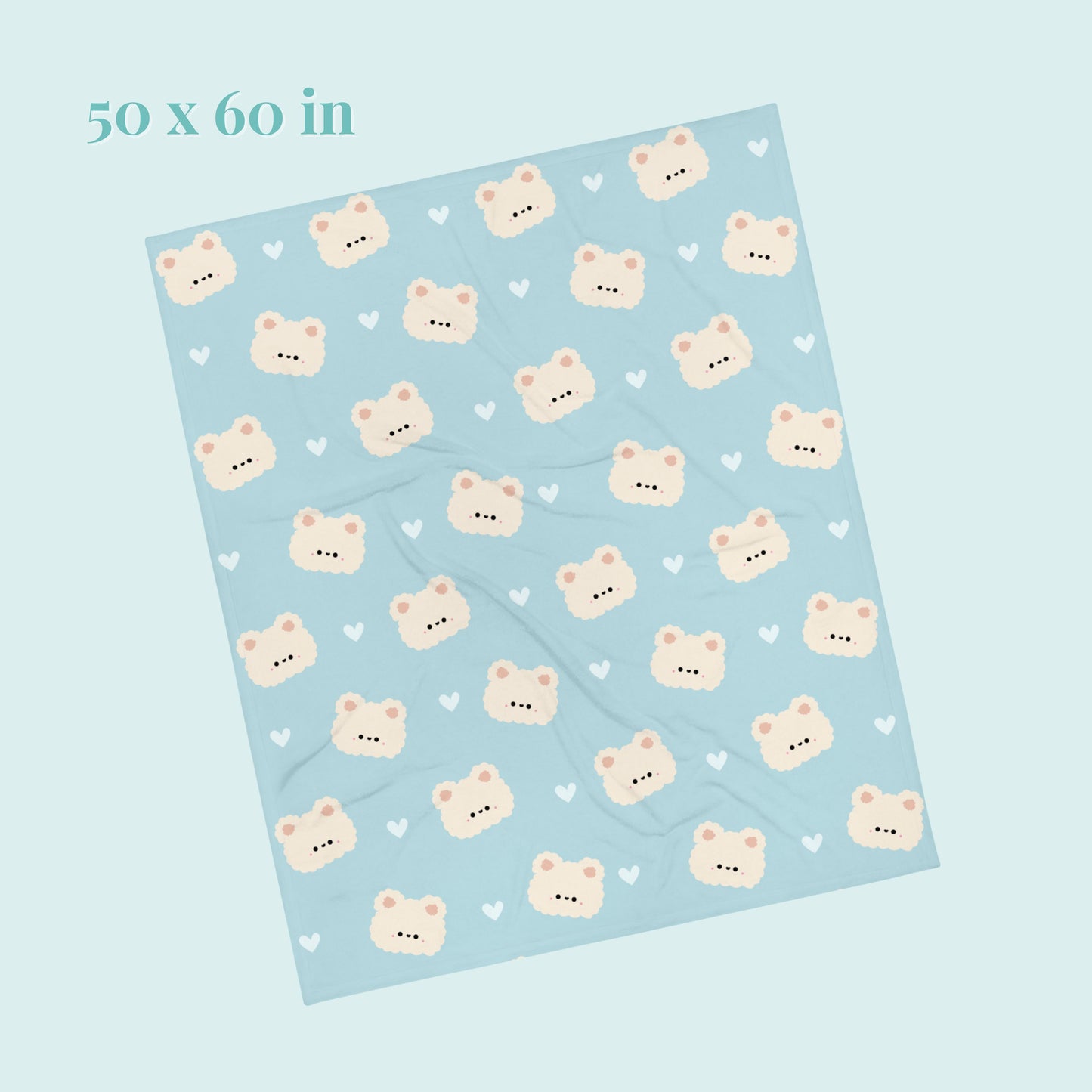 Fluffy Cream Bear pastel green/blue Throw Blanket